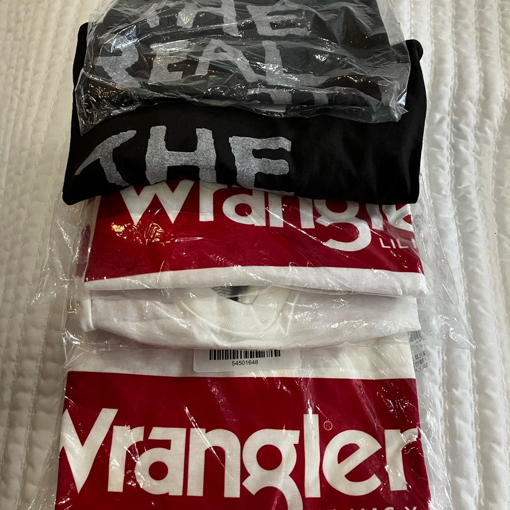 Bundle of NWT tshirts - urban outfitter Wrangler Red and White & the real world